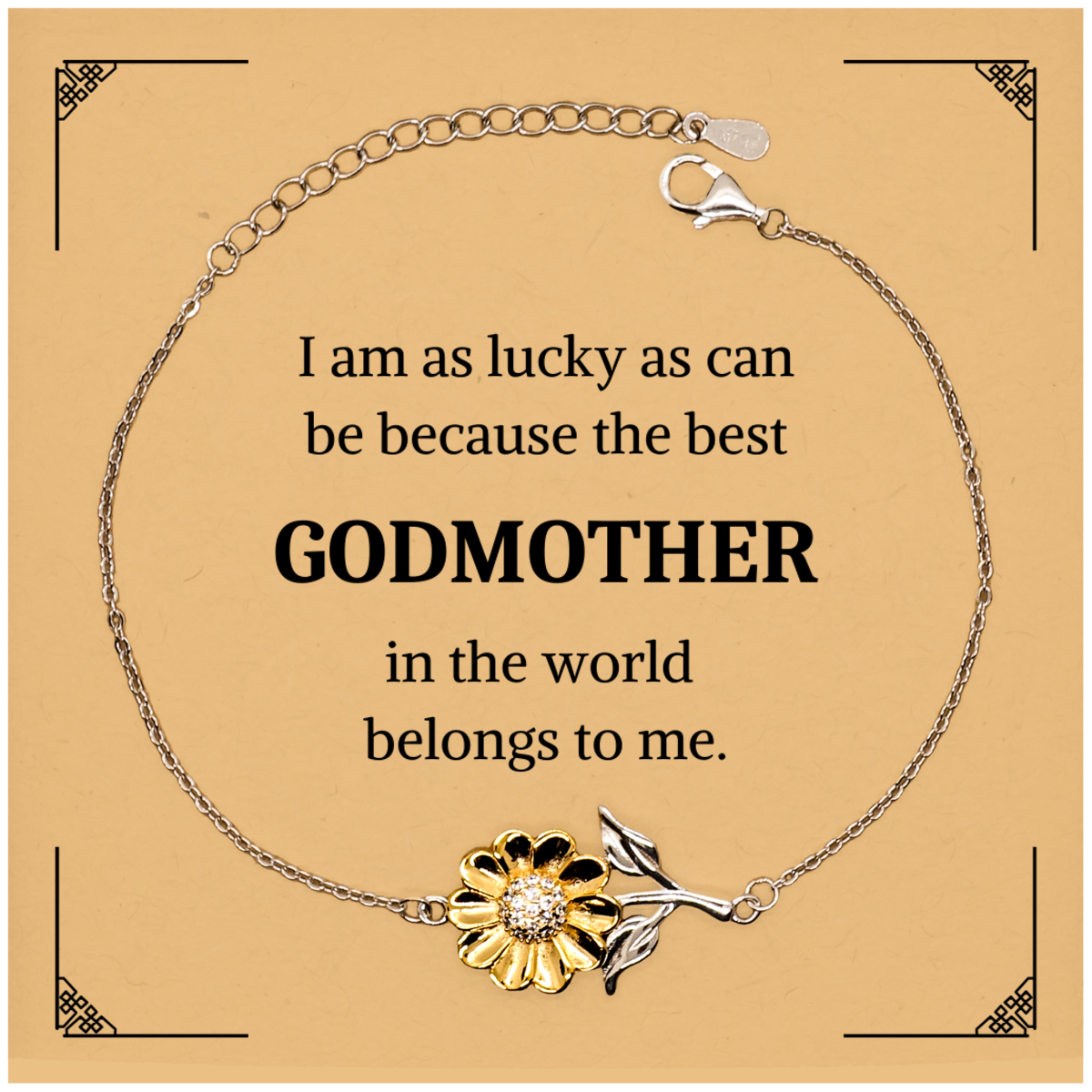 godmother sunflower bracelet engraved inspirational gift for her on christmas birthday holidays im lucky to have the best godmother in the world by my side