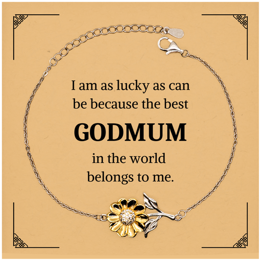 sunflower bracelet godmum gift i am lucky engraved inspirational jewelry for birthday christmas graduation hope confidence veterans day women