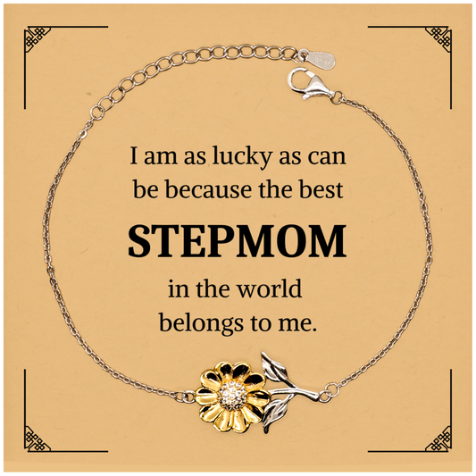 sunflower bracelet for stepmom best stepmom in the world engraved gift for birthday christmas graduation unique confidence and inspirational jewelry for step mothers