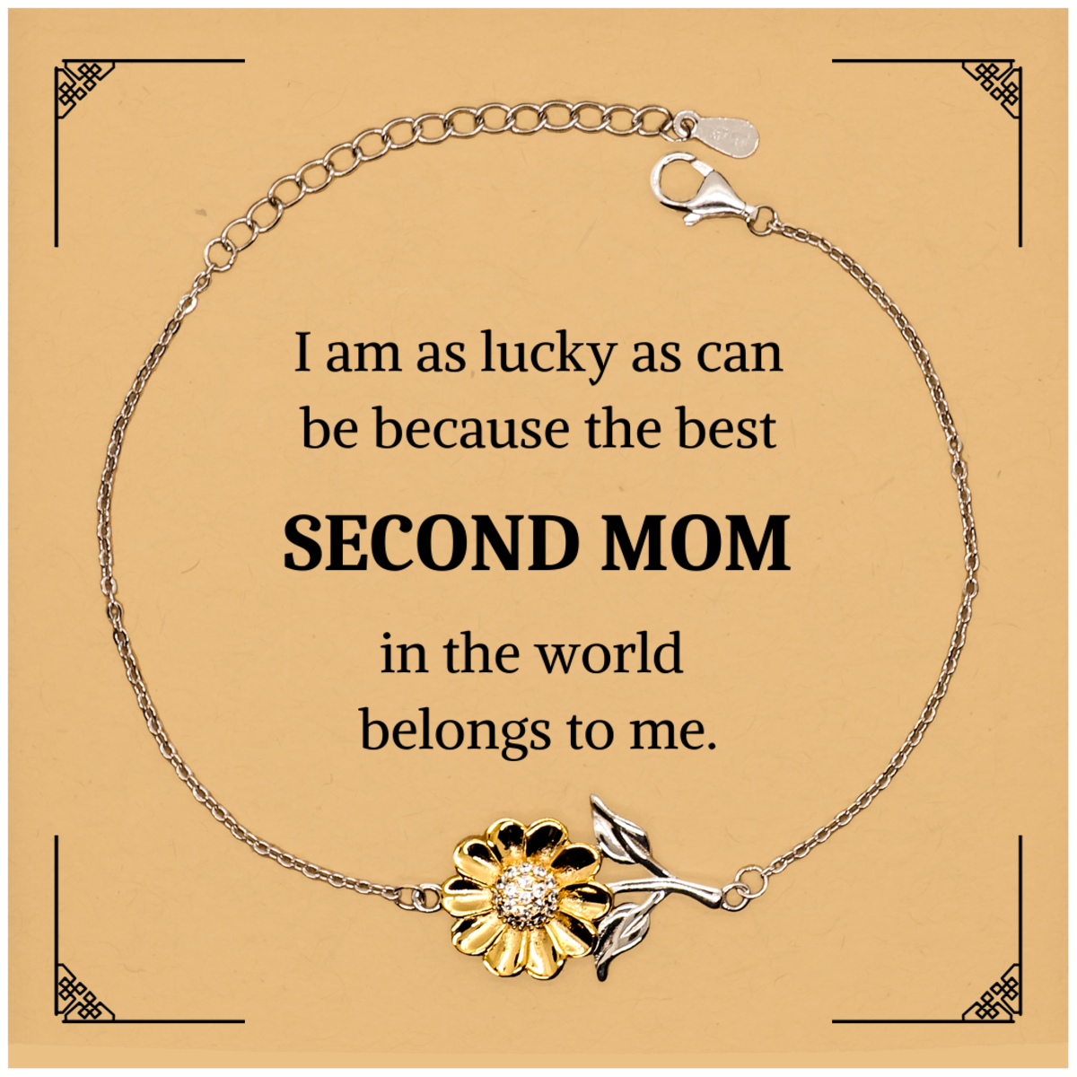 sunflower bracelet second mom gift i am lucky engraved birthday christmas hopeful and inspirational jewelry