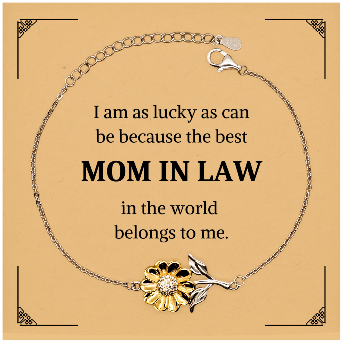 sunflower bracelet mom in law gift i am lucky mom in law engraved birthday christmas jewelry for mother in law