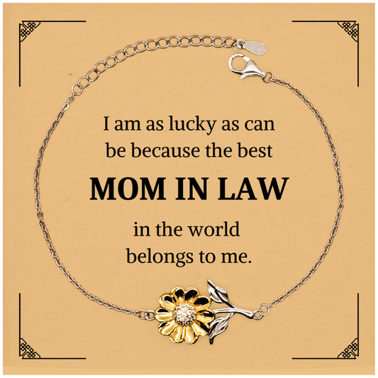sunflower bracelet mom in law gift i am lucky mom in law engraved birthday christmas jewelry for mother in law