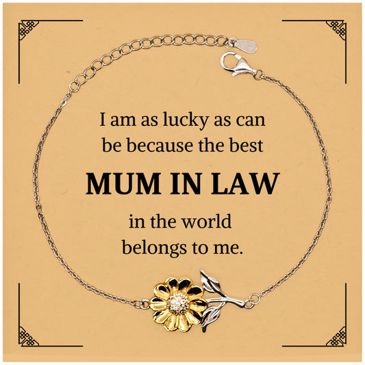 sunflower bracelet for mum in law the best gift for mothers day birthday holidays i am as lucky as can be because the best mum in law in the world belongs to me