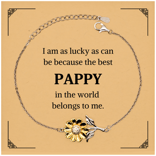 sunflower bracelet for pappy unique engraved gift for birthday christmas graduation and holidays the best pappy belongs to me