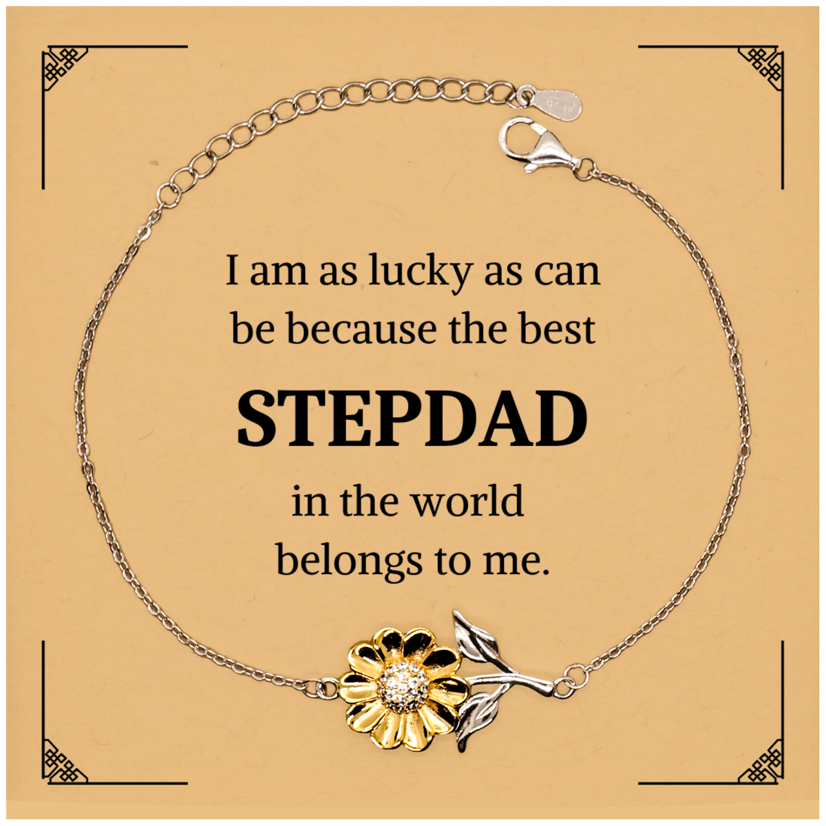 stepdad sunflower bracelet i am lucky best world belongs to me birthday gift