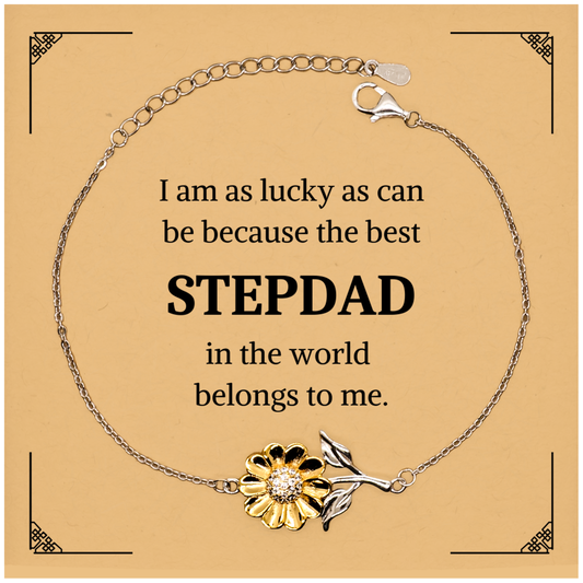 stepdad sunflower bracelet i am lucky best world belongs to me birthday gift
