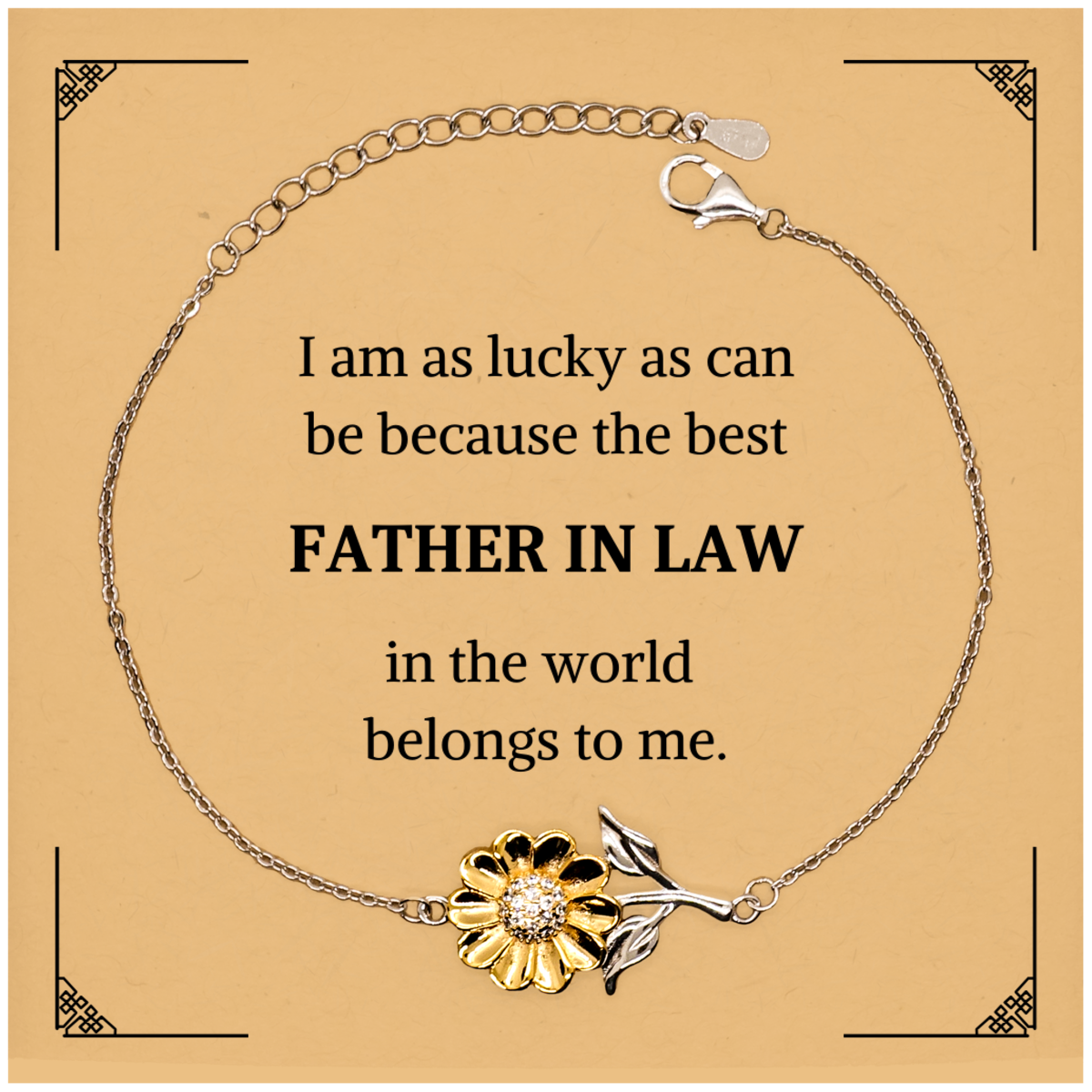 father in law sunflower bracelet i am lucky best world engraved gift for birthday christmas holidays