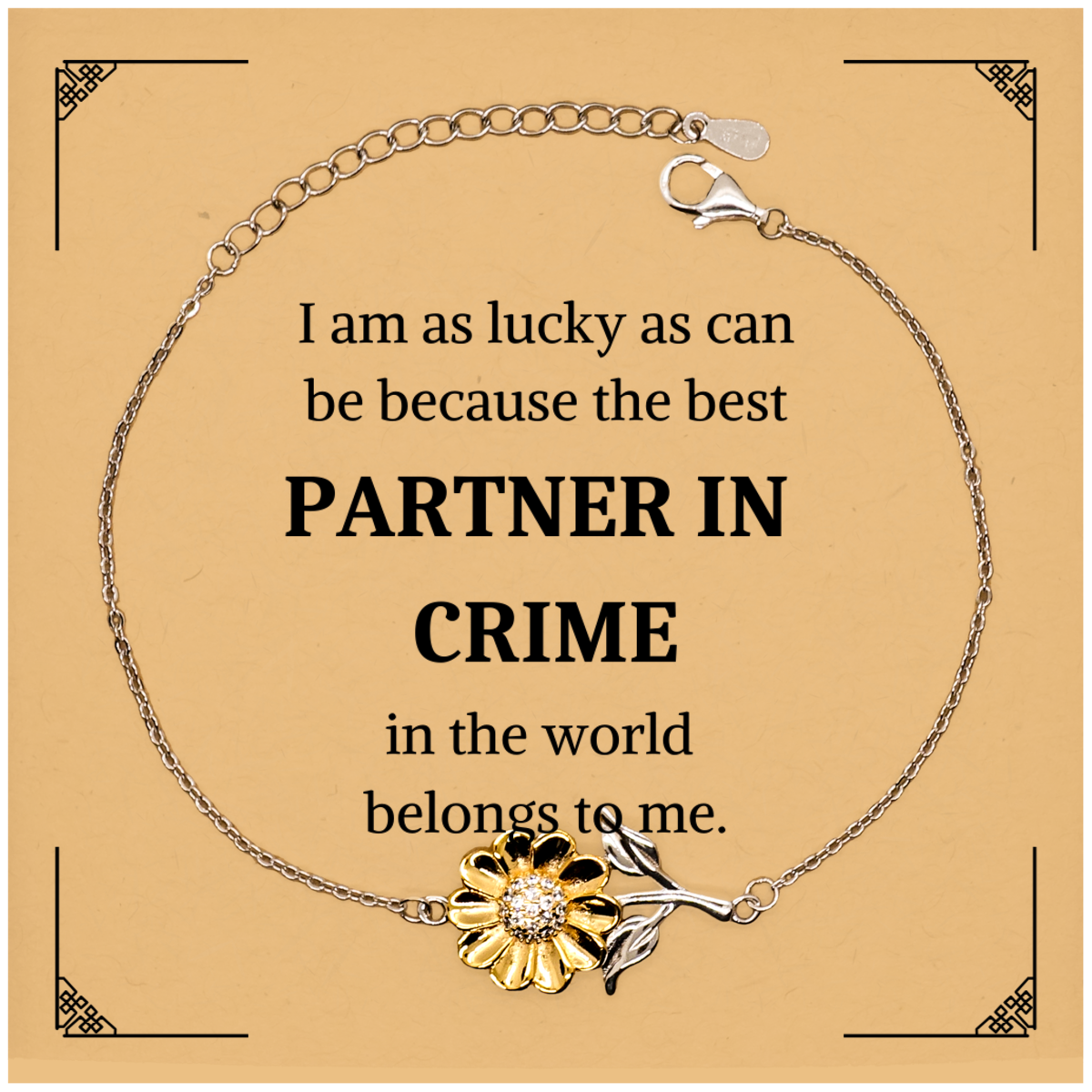 sunflower bracelet partner in crime unique engraved gift for best friend birthday graduation easter with inspirational quote