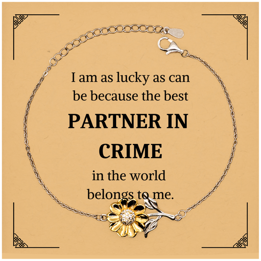 sunflower bracelet partner in crime unique engraved gift for best friend birthday graduation easter with inspirational quote