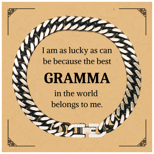 gramma cuban link chain bracelet belongs to me engraved grandmothers gift for birthday christmas and holidays