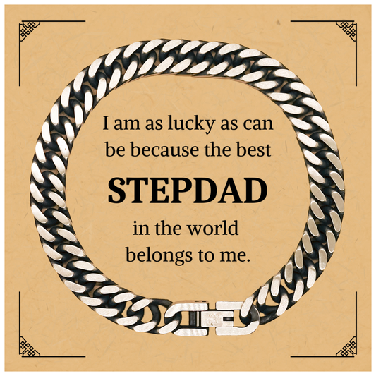 stepdad cuban link chain bracelet the best stepdad belongs to me unique gift for birthday christmas and graduation engraved for confidence and inspiration