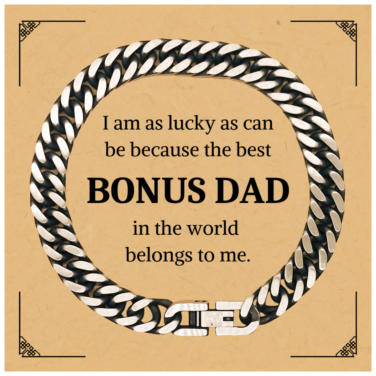 bonus dad cuban link chain bracelet best bonus dad gift for birthday christmas and graduation engraved unique inspirational jewelry for men