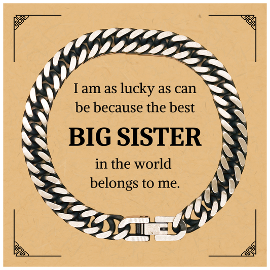 big sister cuban link chain bracelet the best big sister in the world belongs to me perfect gift for birthday christmas and graduation engraved confidence and love