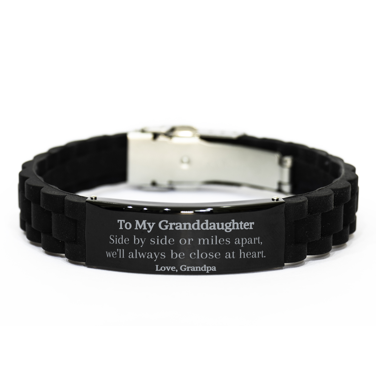 granddaughter black glidelock clasp bracelet side by side always close at heart grandpas engraved love for birthday and christmas gift