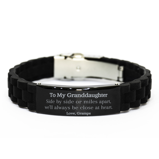 granddaughter bracelet gift glidelock clasp side by side or miles apart always close at heart unique engraved christmas birthday present for granddaughter hope and love filled keepsake