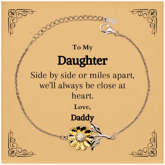 daughter sunflower bracelet side by side always close at heart love daddy birthday gift for her engraved inspirational jewelry