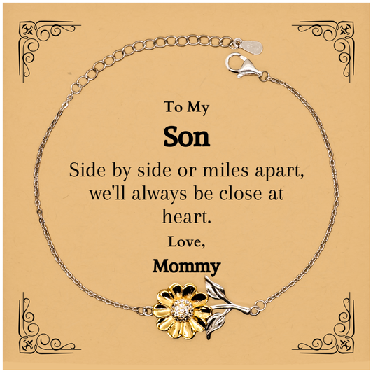 sunflower bracelet for son always close at heart engraved gift from mommy perfect birthday or christmas present to show love and confidence