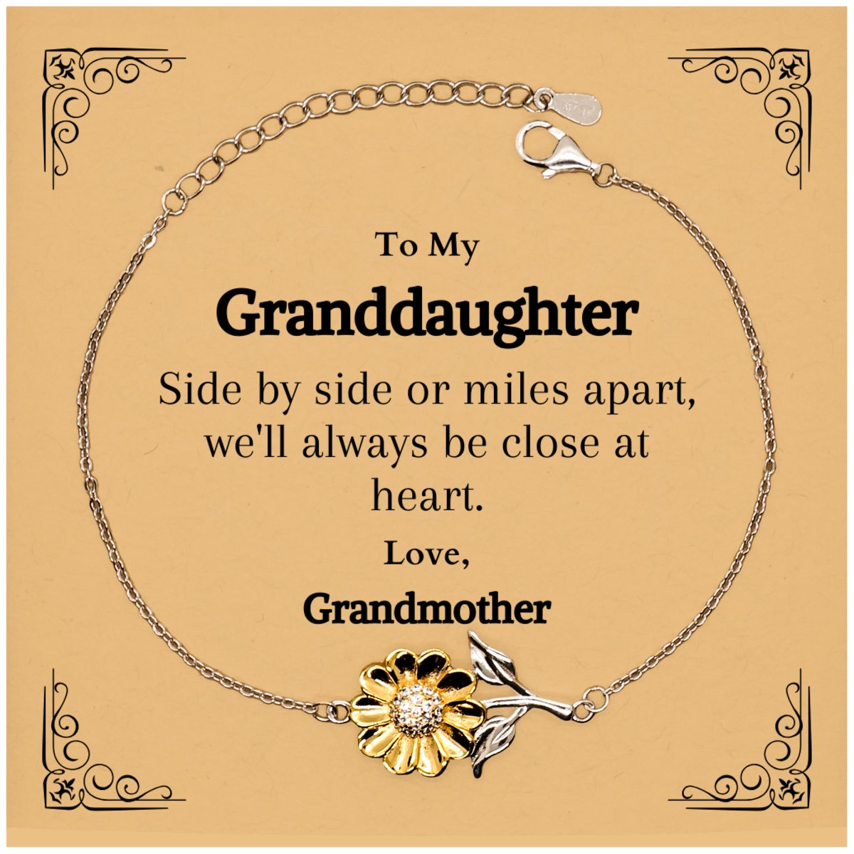 sunflower bracelet for granddaughter always close at heart unique gift for birthday christmas graduation engraved love from grandmother