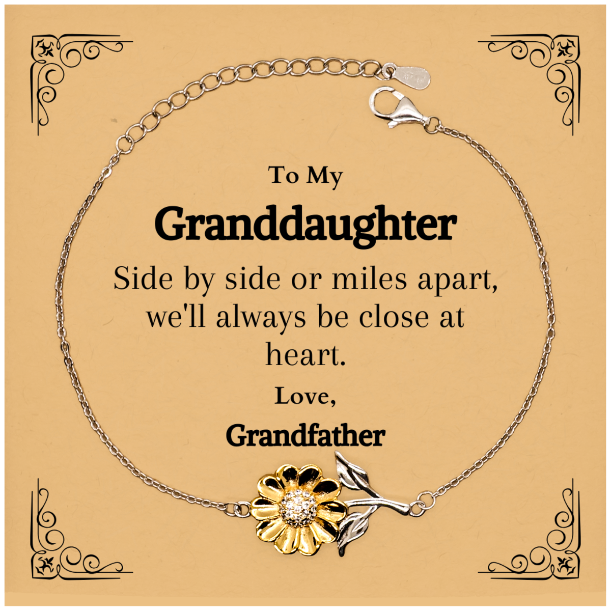sunflower bracelet granddaughter gift engraved love grandfather christmas