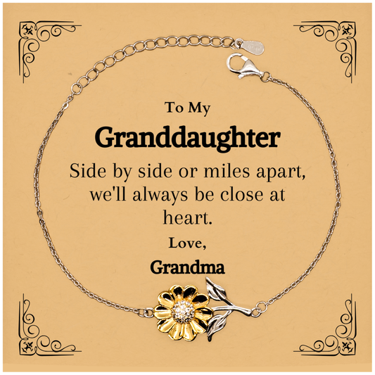 granddaughter sunflower bracelet close at heart love grandma gift for birthday christmas graduation engraved inspirational jewelry for granddaughter from grandma