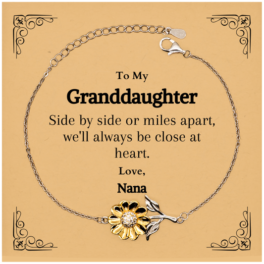 granddaughter sunflower bracelet engraved with love from nana for birthday gift