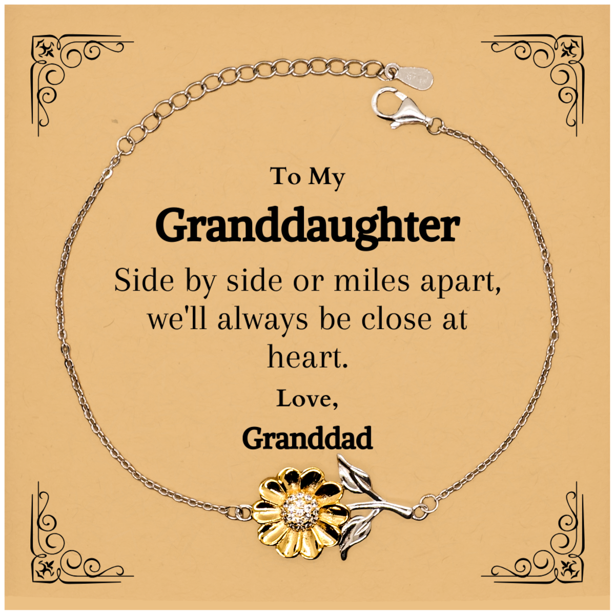 sunflower bracelet for granddaughter engraved love from granddad perfect gift for birthday graduation or christmas inspirational jewelry to always stay close at heart