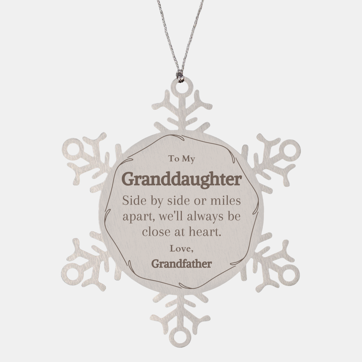 granddaughter snowflake ornament side by side or miles apart always close at heart christmas gift for granddaughter engraved love and hope for her