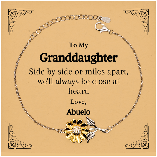 sunflower bracelet granddaughter gift side by side always close at heart engraved inspirational jewelry for birthday or christmas