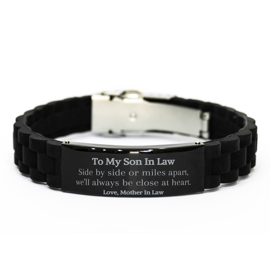 to my son in law black glidelock clasp bracelet perfect christmas gift for son in law engraved bracelet with love from mother in law in law son in law gift idea for christmas and holidays