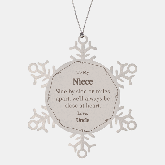 snowflake ornament niece side by side always close at heart christmas gift for niece from uncle love and memories holiday decor beautiful keepsake and inspiration