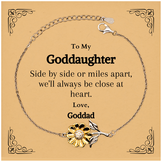 sunflower bracelet goddaughter gift side by side always close at heart engraved hopeful inspirational jewelry for birthday graduation holidays