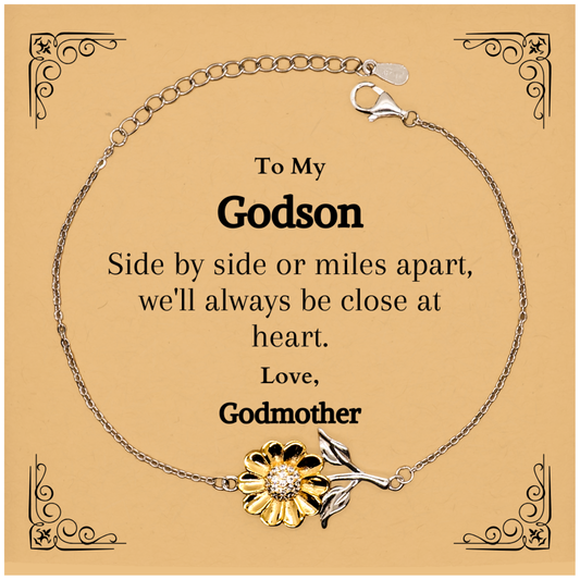 godson sunflower bracelet close at heart love from godmother inspirational graduation gift for him engraved jewelry special occasion keepsake