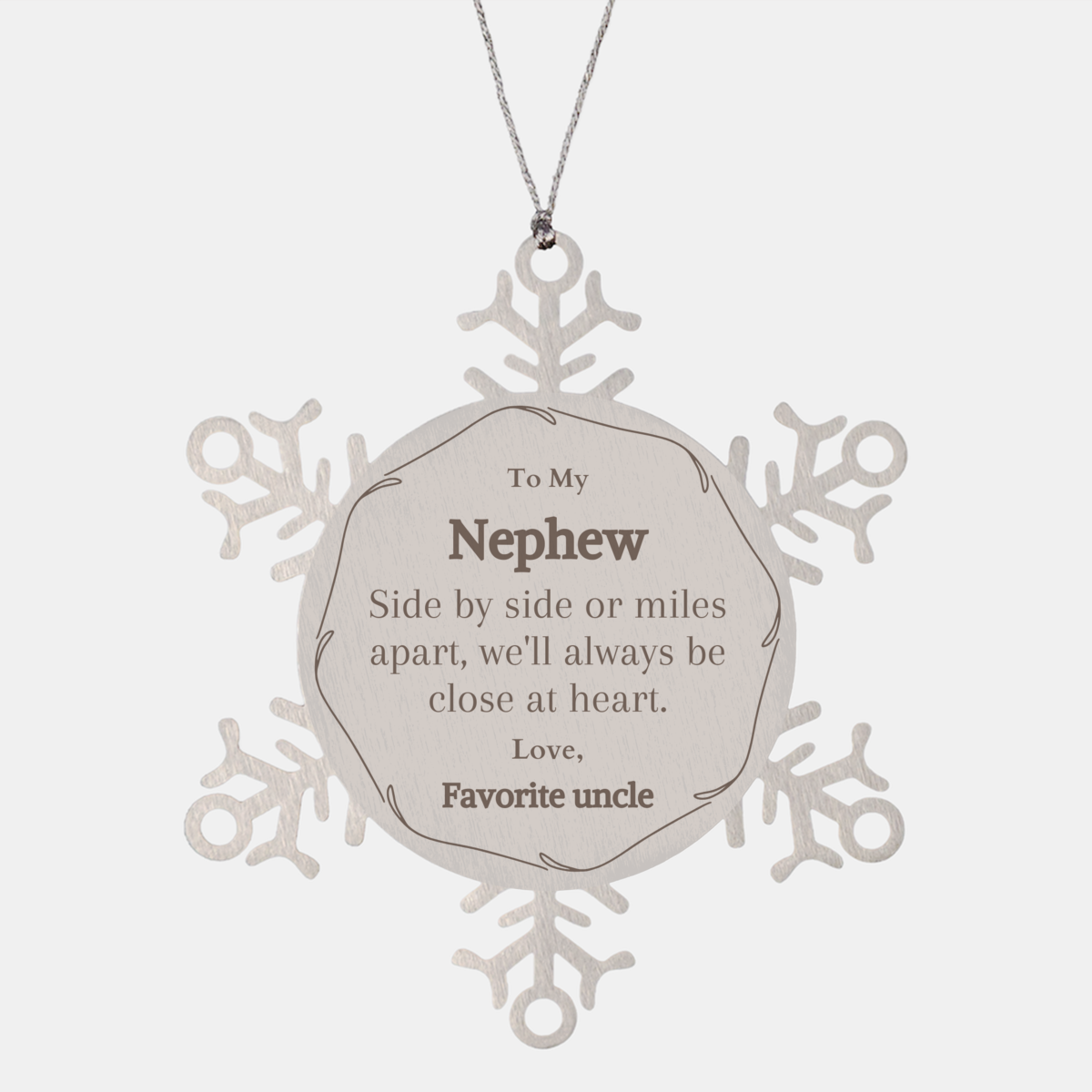 snowflake ornament nephew gift side by side christmas engraved love from favorite uncle heartwarming holiday keepsake decoration for nephew christmas and special occasions