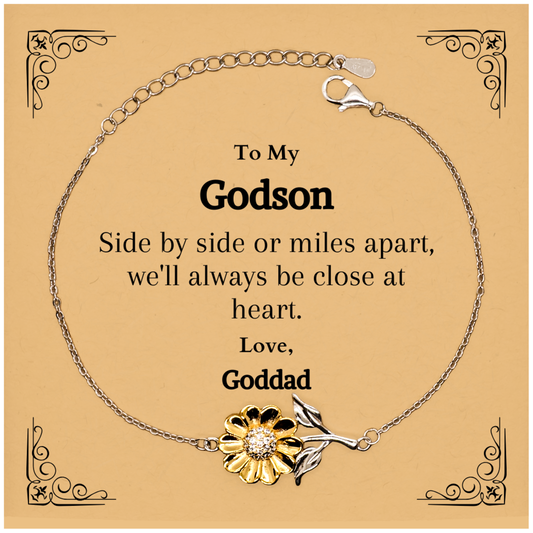 godson sunflower bracelet side by side or miles apart always close at heart gift