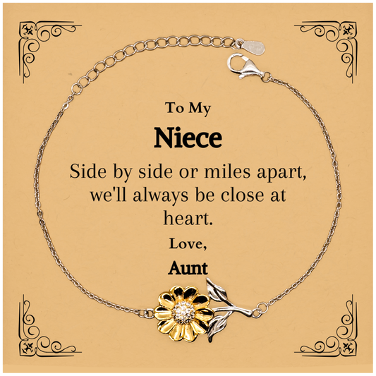 sunflower bracelet niece gift engraved love always heart aunt birthday christmas graduation