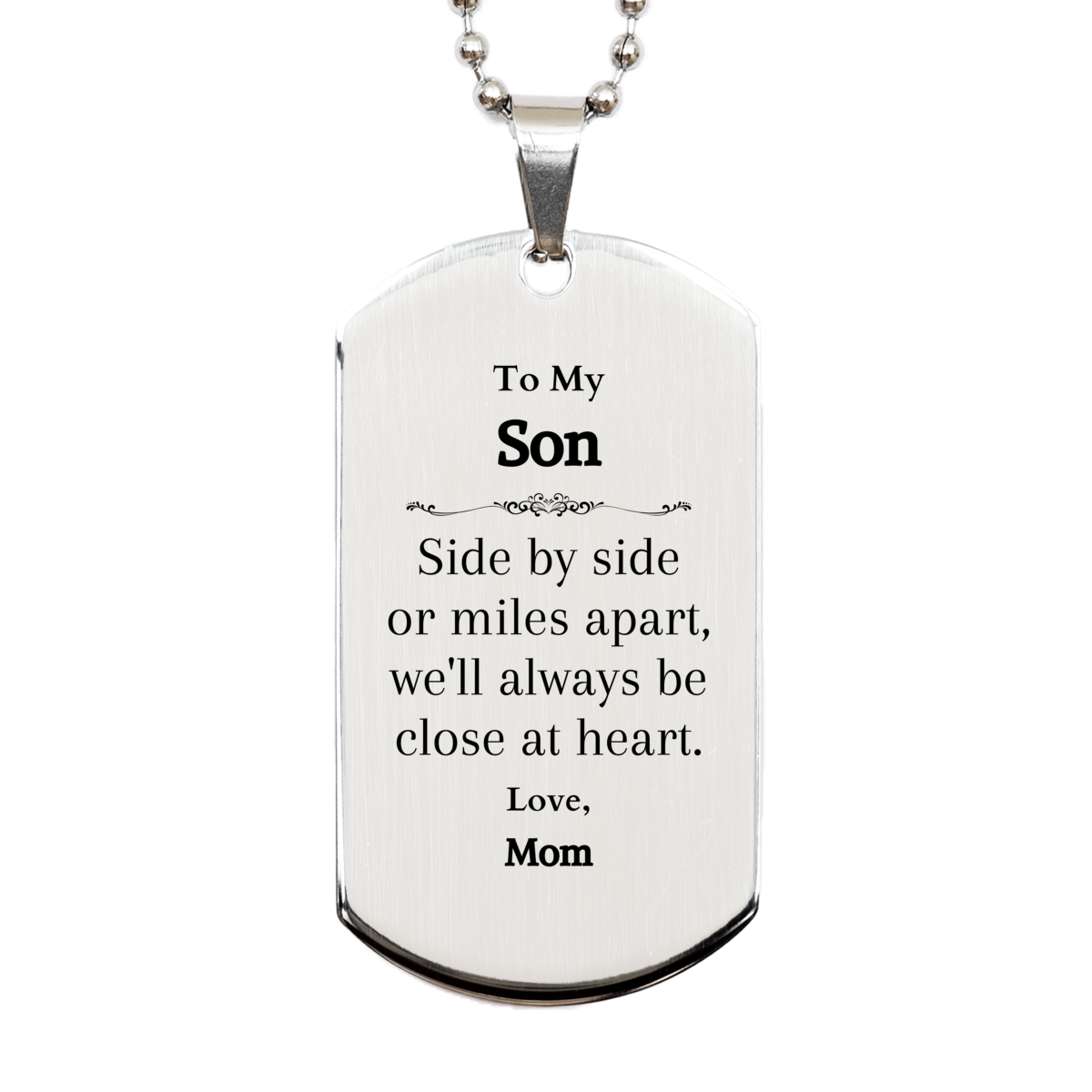 son engraved silver dog tag close at heart love mom perfect graduation gift for veterans day and christmas inspirational son dog tag