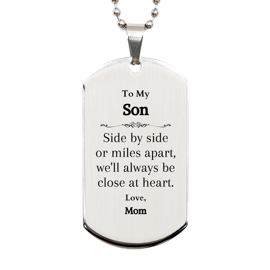 son engraved silver dog tag close at heart love mom perfect graduation gift for veterans day and christmas inspirational son dog tag