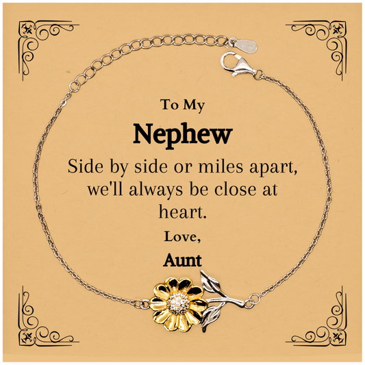sunflower bracelet nephew gift side by side always close at heart love aunt engraved inspirational birthday christmas veterans day