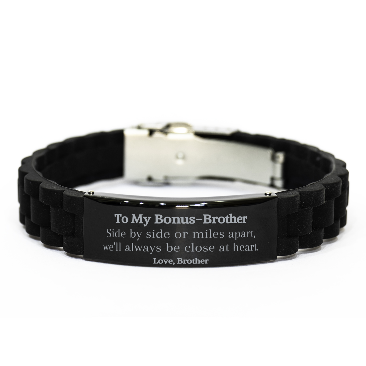 bonus brother engraved black glidelock clasp bracelet close at heart birthday christmas gift for bonus brother unique love and hope token of affection