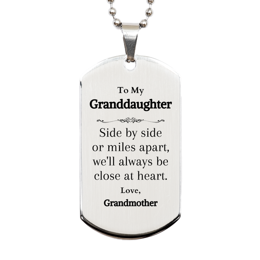 granddaughter silver dog tag engraved love from grandmother meaningful gift for birthday christmas graduation close at heart always