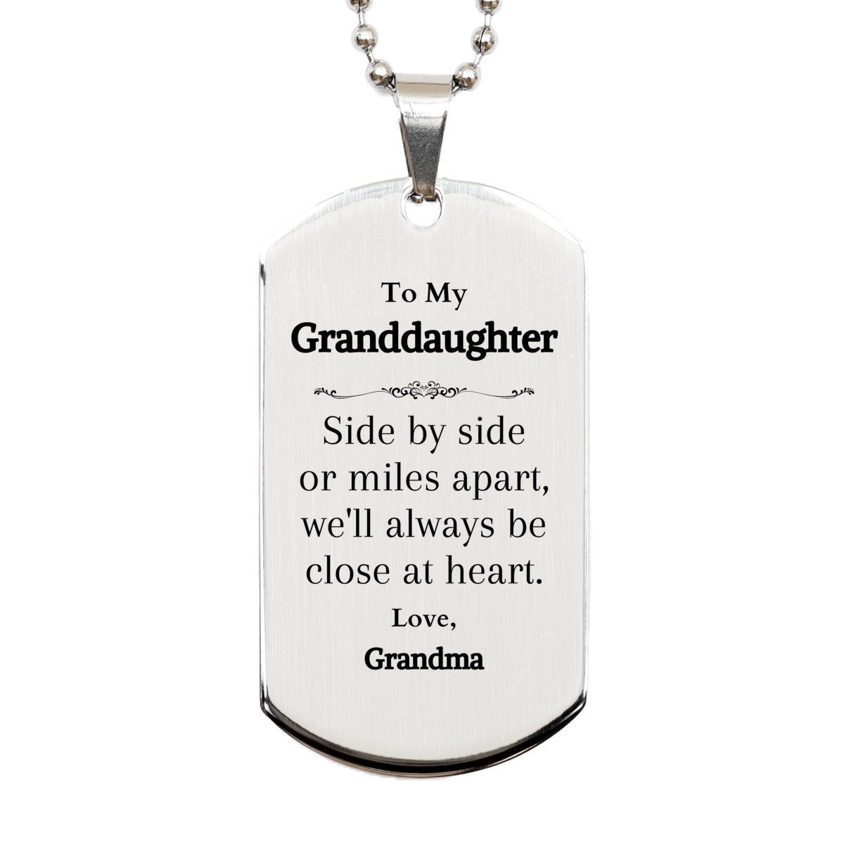granddaughter silver dog tag always close at heart engraved gift for easter birthday christmas from grandma with love