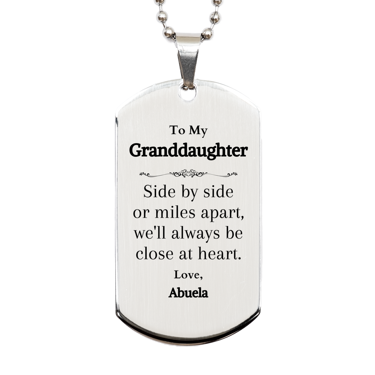 silver dog tag granddaughter love abuela engraved heartwarming gift for holidays and graduation