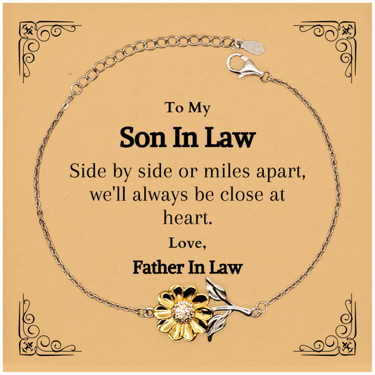 to my son in law engraved sunflower bracelet a gift from father in law for birthday celebration and holiday memories unique inspirational close at heart show your love and confidence in style