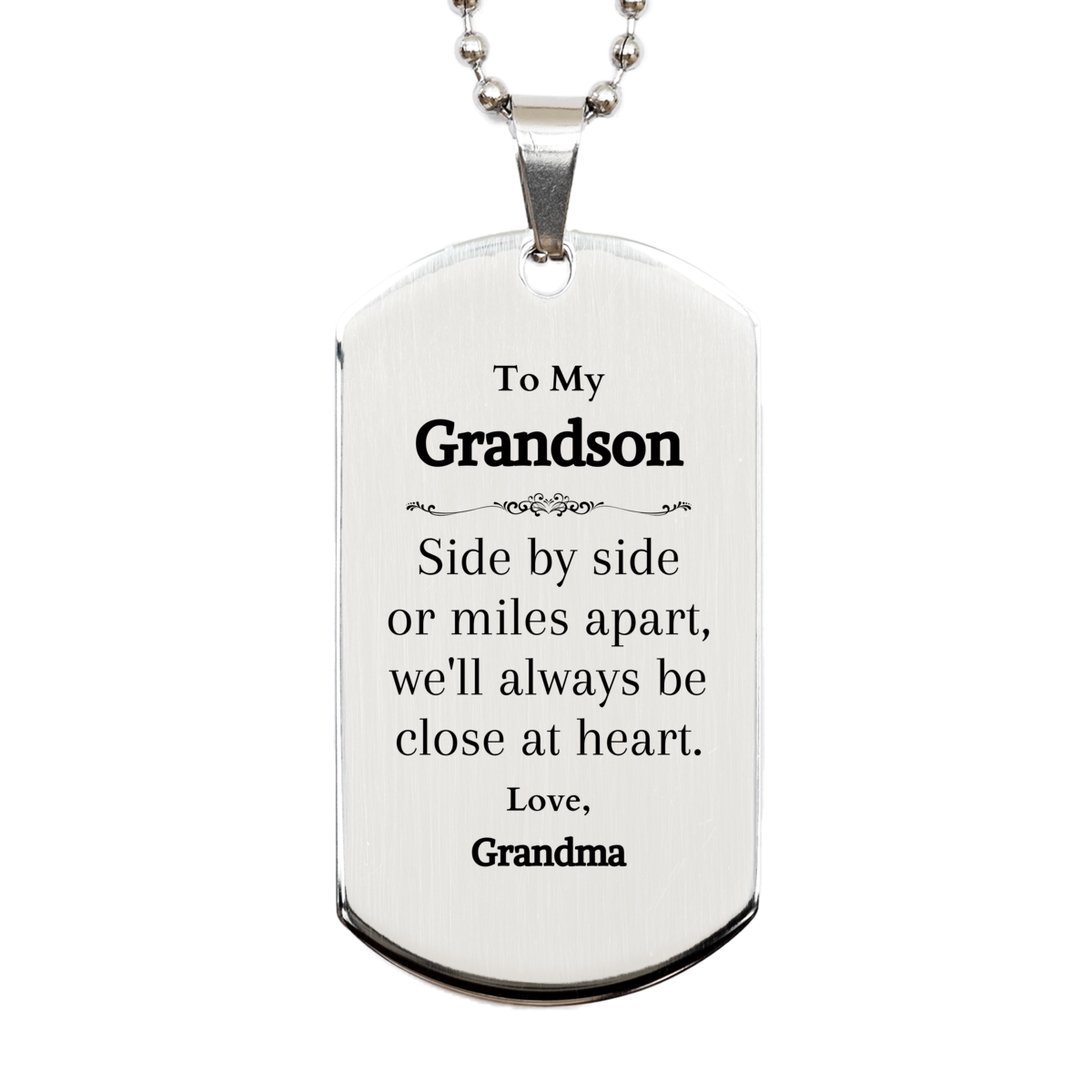 to my grandson engraved silver dog tag graduation gift inspirational keepsake for grandson from grandma close at heart love military style pendant necklace birthday christmas veterans day gift custom pet tag fast shipping