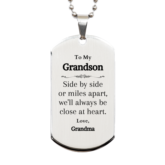 to my grandson engraved silver dog tag graduation gift inspirational keepsake for grandson from grandma close at heart love military style pendant necklace birthday christmas veterans day gift custom pet tag fast shipping