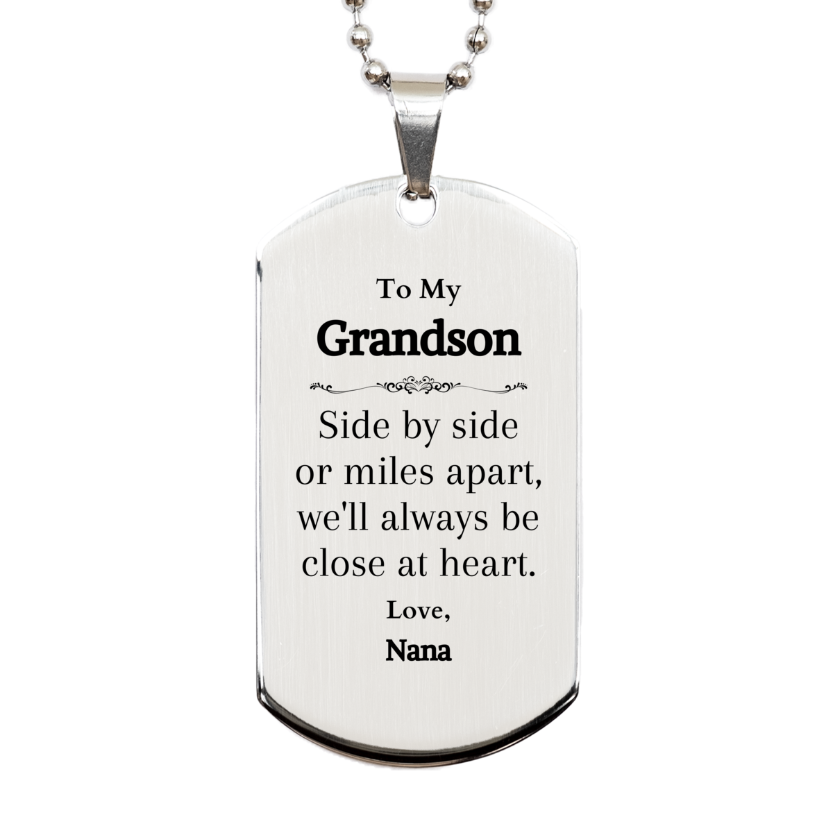 grandson dog tag necklace side by side always close at heart engraved gift for birthday christmas veterans day