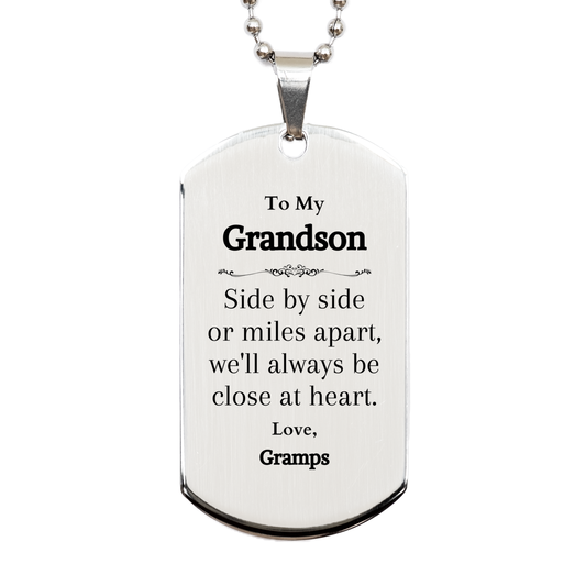 grandson silver dog tag engraved with heartfelt love from gramps perfect christmas or graduation gift for grandson to show love and confidence