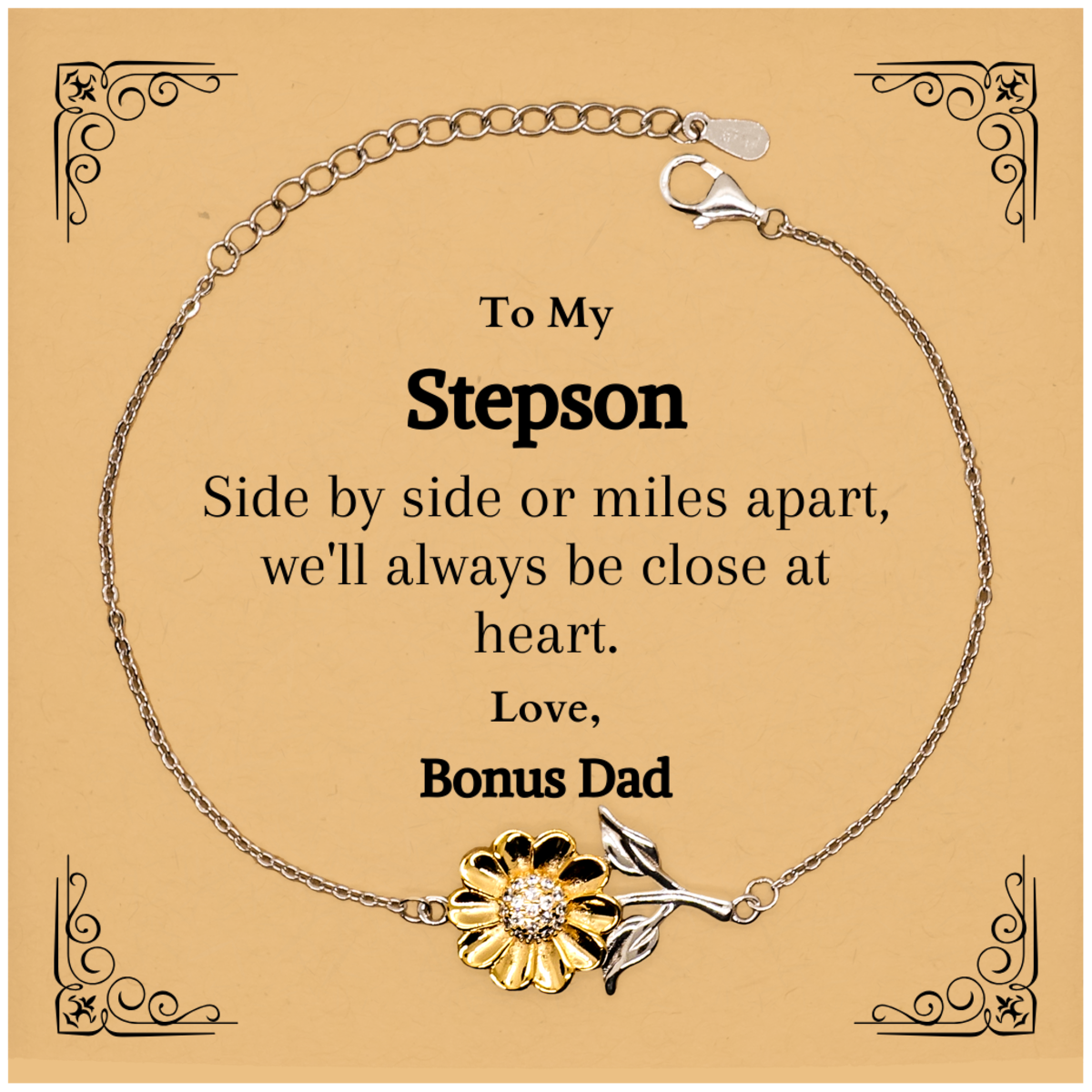 stepson sunflower bracelet to my stepson love bonus dad inspirational gift for birthday graduation christmas