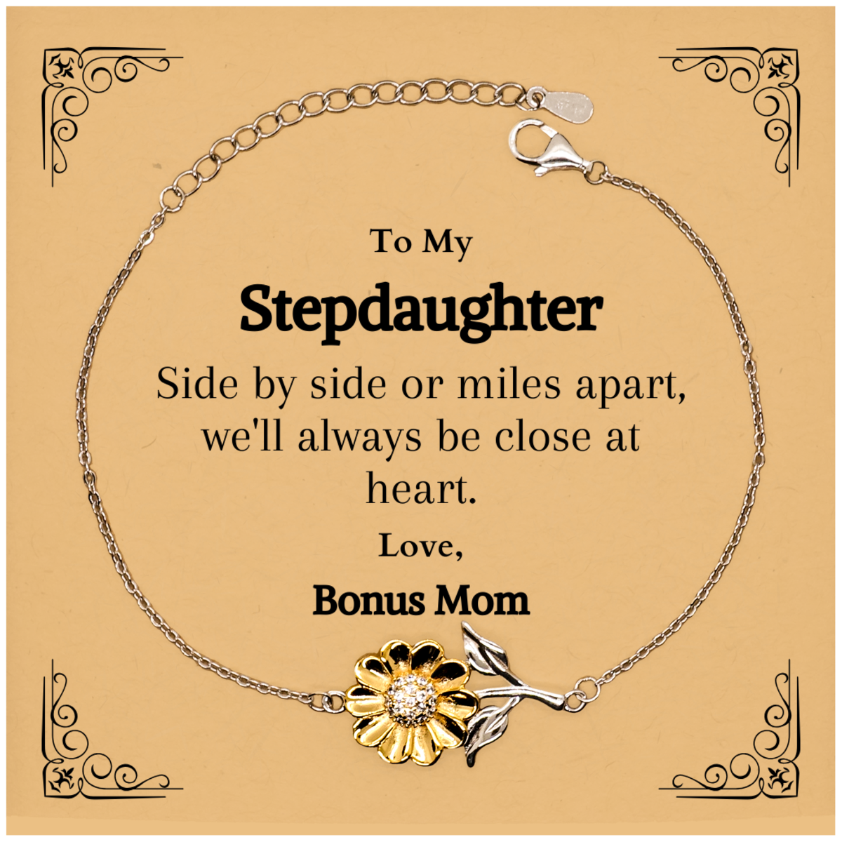 sunflower bracelet stepdaughter gift love close at heart engraved birthday christmas graduation inspirational confidence