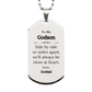 godson engraved silver dog tag side by side always close at heart perfect graduation or birthday gift for godson from goddad